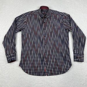 Visconti‎ Black Shirt Mens Medium Blue Abstract Button Down Long Sleeve Casual